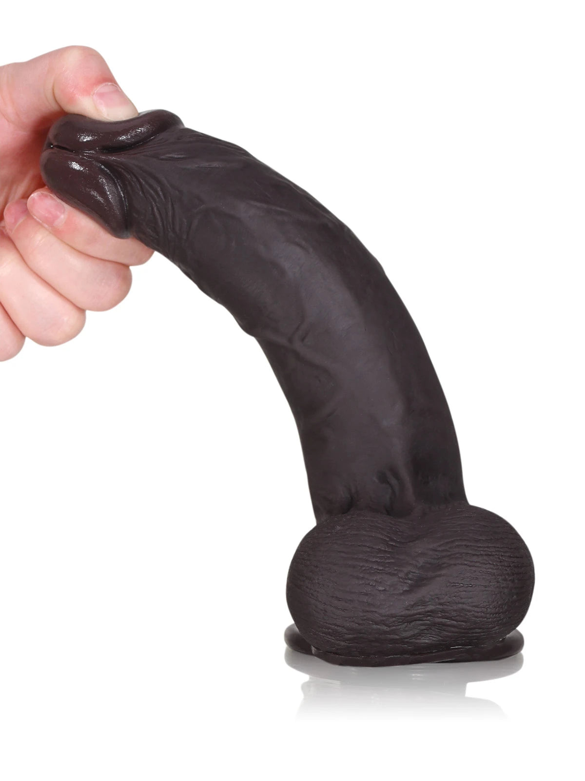 Sybren - Levensecht Zwarte Siliconen Sliding Skin Dildo - 22 cm