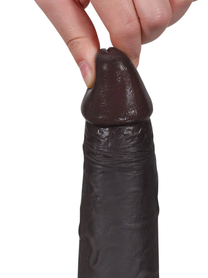 Sybren - Levensecht Zwarte Siliconen Sliding Skin Dildo - 22 cm