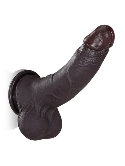 Sybren - Levensecht Zwarte Siliconen Sliding Skin Dildo - 22 cm