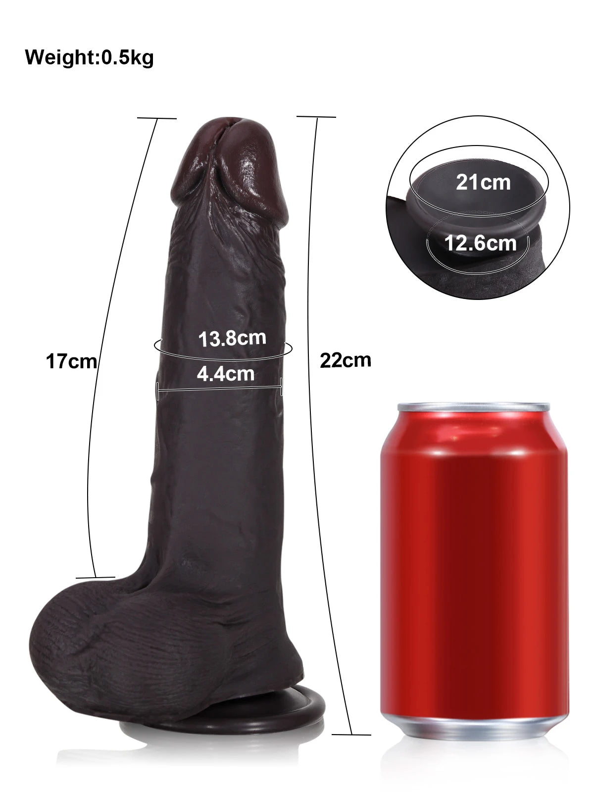 Sybren - Levensecht Zwarte Siliconen Sliding Skin Dildo - 22 cm