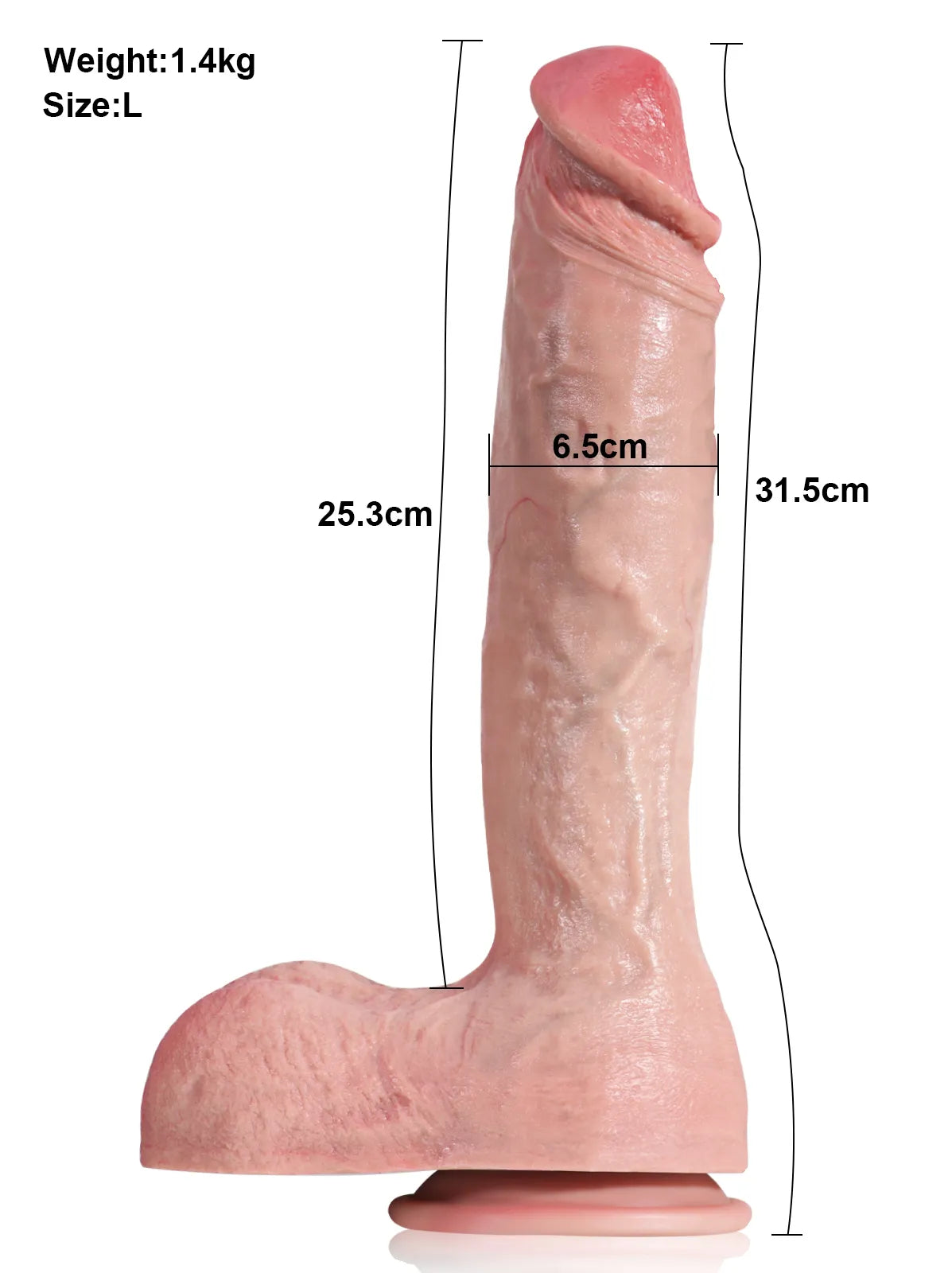 Thijmen - Dikke Realistische Soft-Skin Dildo Met Gebogen Schacht en Zuignap - 25,2 cm