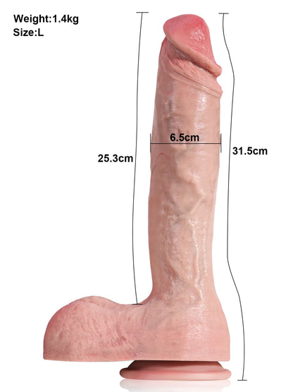 Thijmen - Dikke Realistische Soft-Skin Dildo Met Gebogen Schacht en Zuignap - 25,2 cm