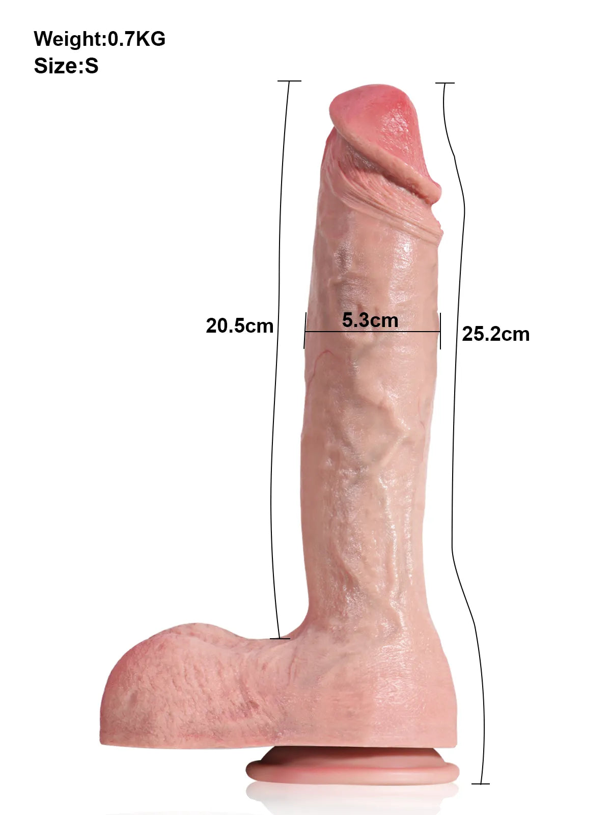 Thijmen - Dikke Realistische Soft-Skin Dildo Met Gebogen Schacht en Zuignap - 25,2 cm
