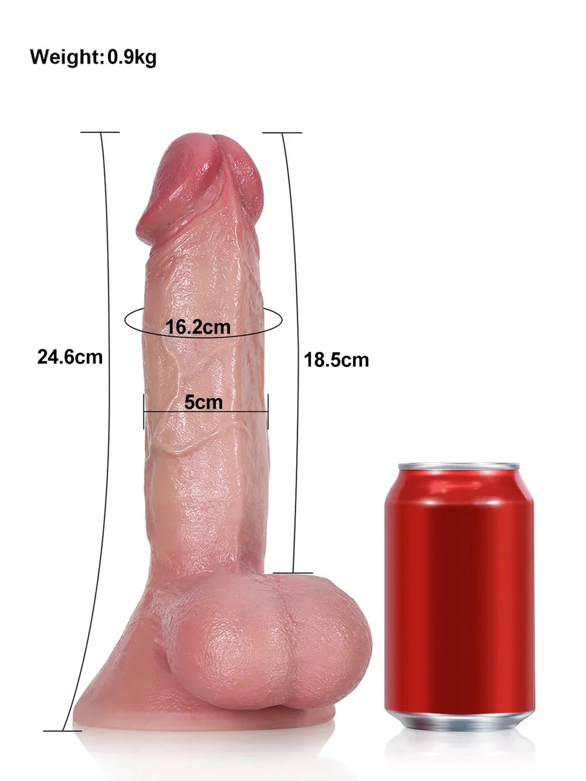 Tijn - Realistische Dildo met Bewegende Balzak en Metalen Kern - 24,6 cm