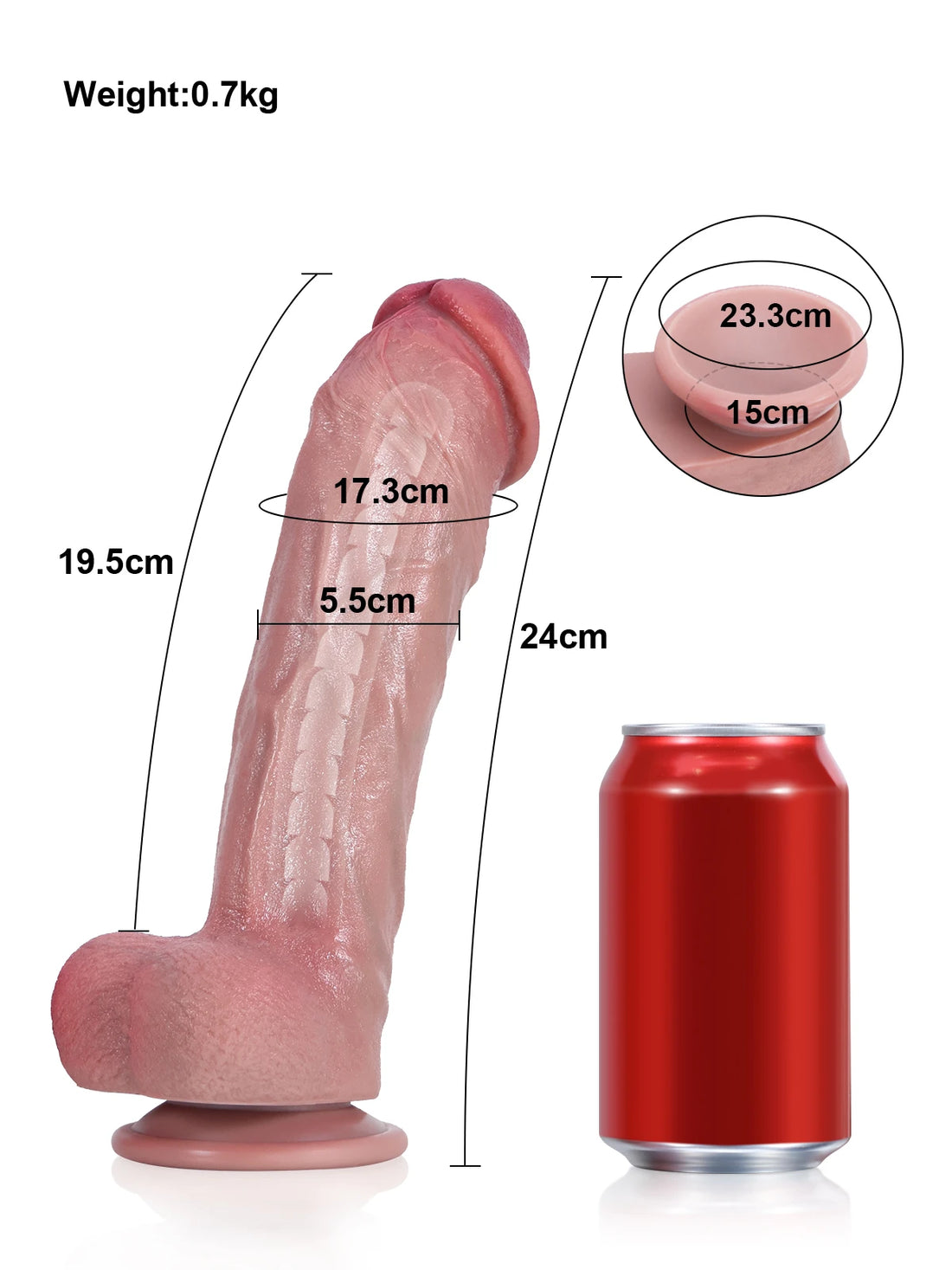 Timo - Gebogen Realistische Dildo met G-Spot Vorm en Positioneerbare Kern - 24 cm