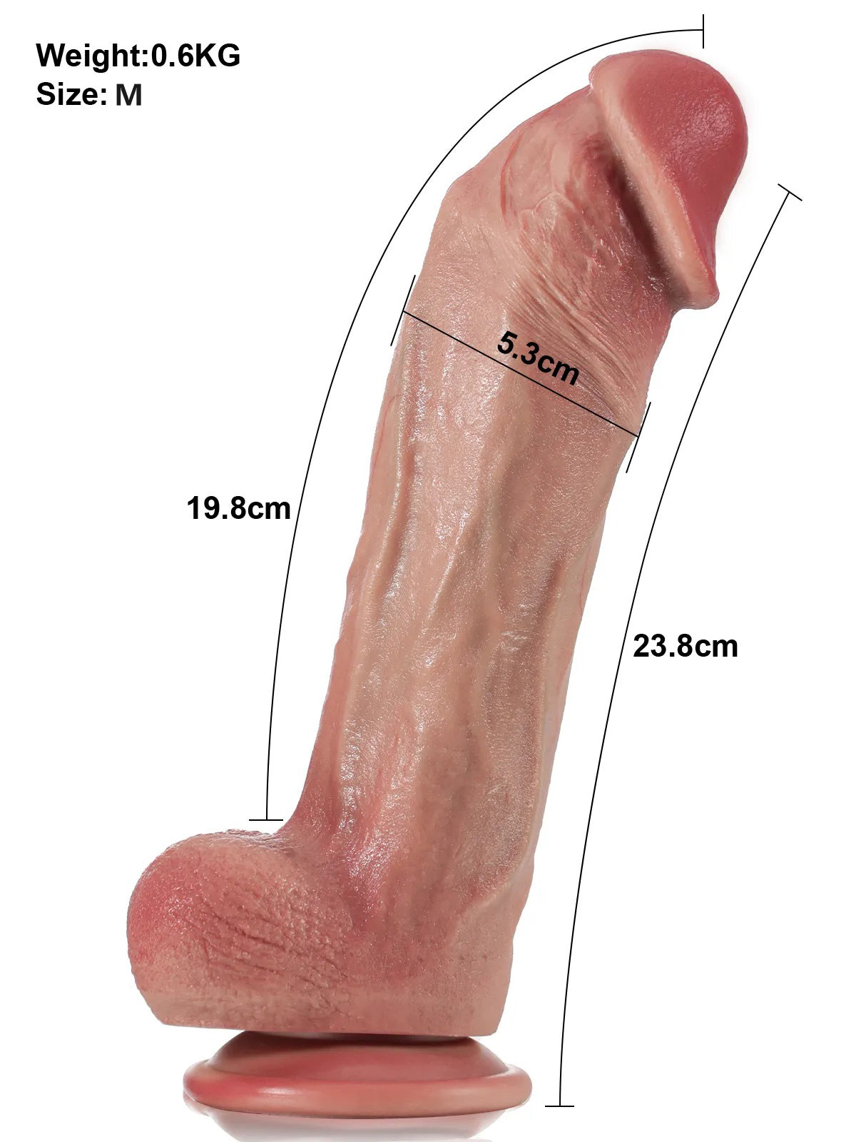 Timo - Realistische Siliconen G-spot Dildo - 23,8 cm