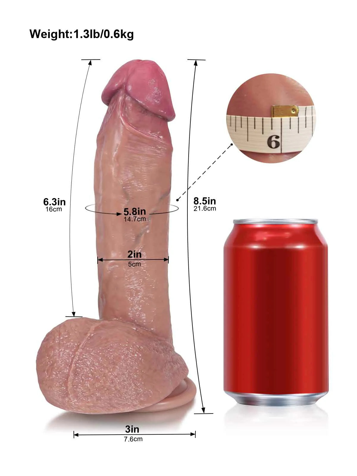 Ton - Realistische SlidingSkin Dildo met Grote Rosé Eikel - 21,6 cm