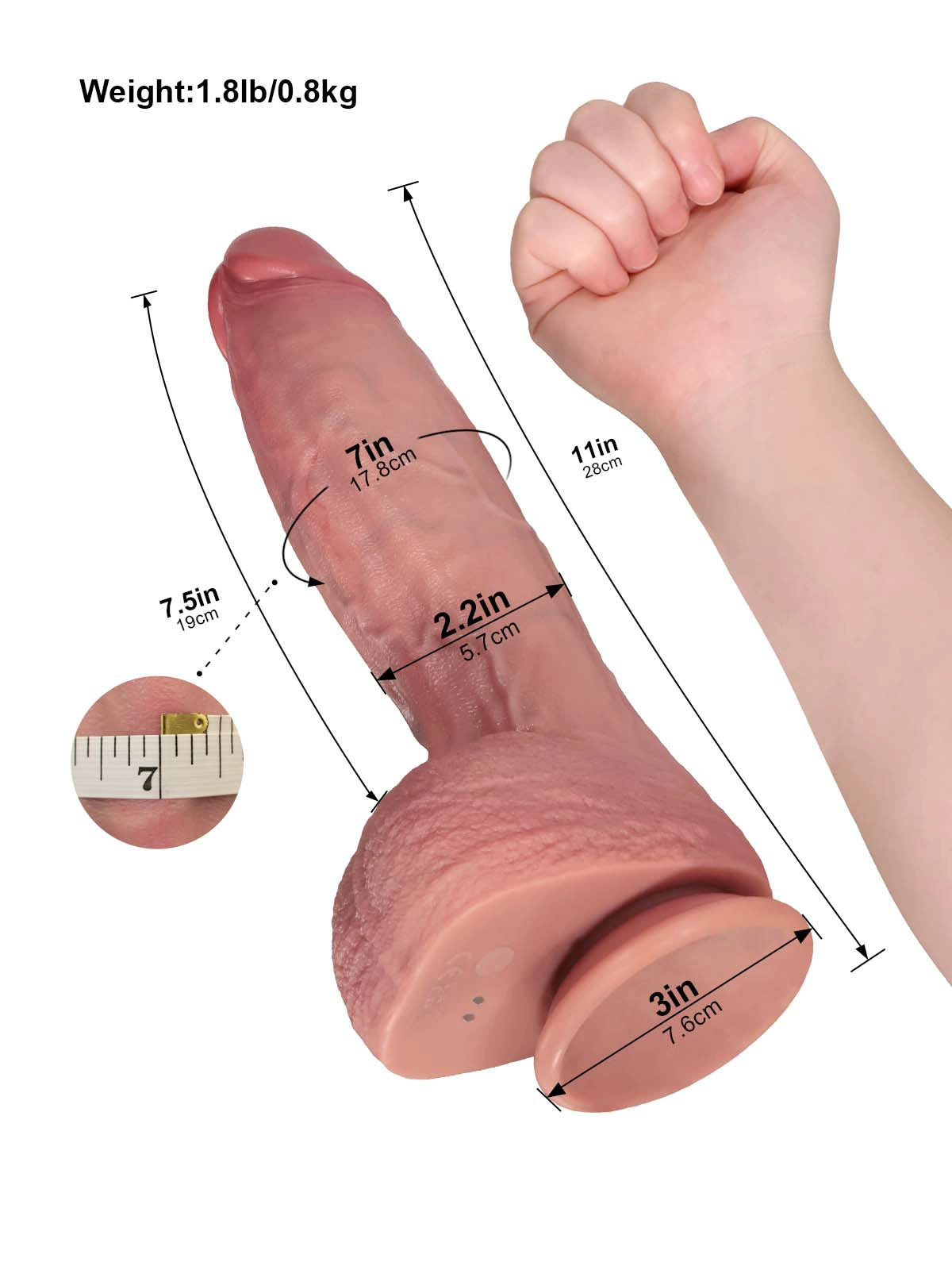 Vinont - Vibrerende Stotende Dildo met Progressief Oplopende Vorm - 28 cm