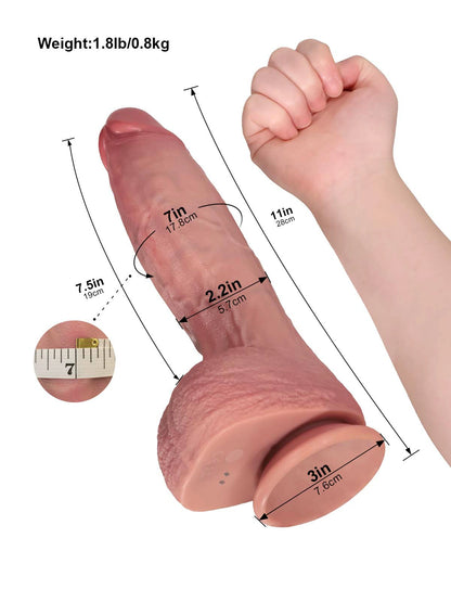 Vinont - Vibrerende Stotende Dildo met Progressief Oplopende Vorm - 28 cm