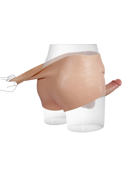 Volledig Omhullende Siliconen Strap-On Slip met Realistische Dildo