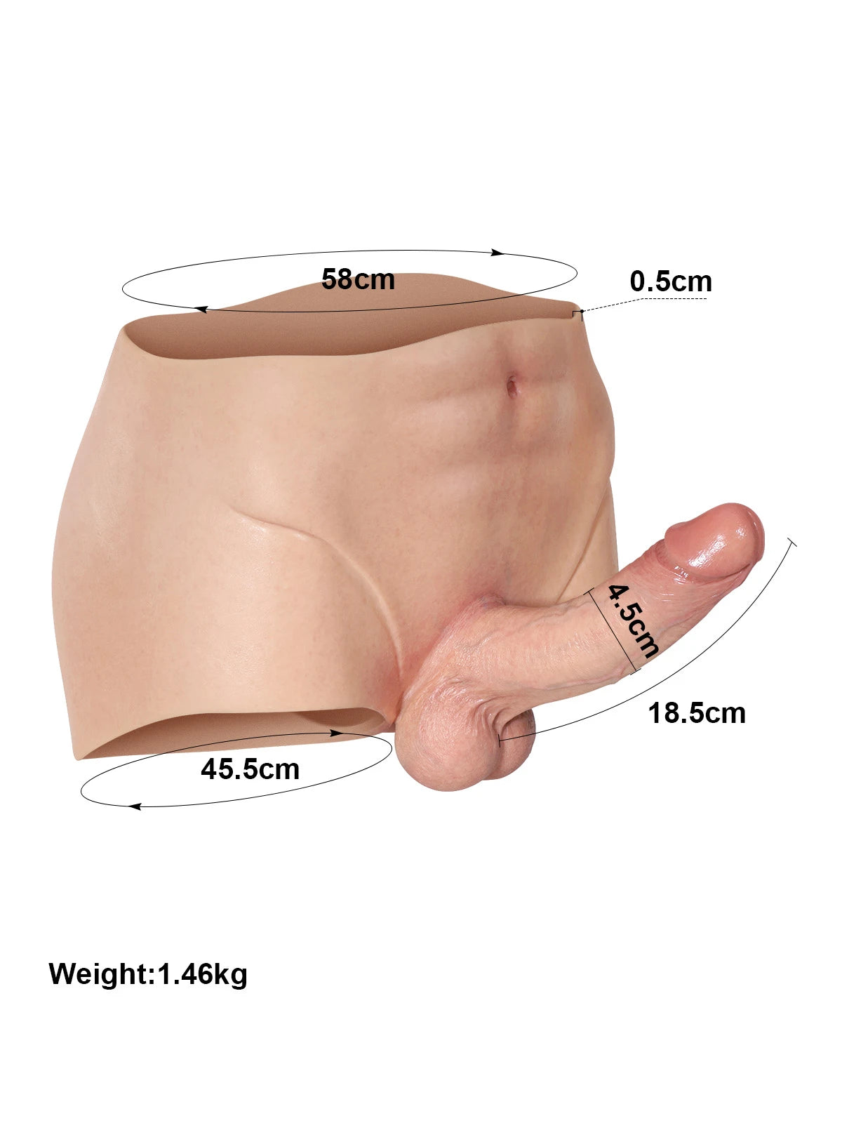 Volledig Omsluitende Siliconen Strap-On Slip met Realistische Voorbinddildo - 18,5 cm