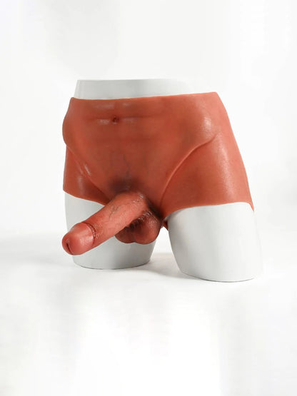 Volledig Omsluitende Siliconen Strap-On Slip met Realistische Voorbinddildo - 18,3 cm