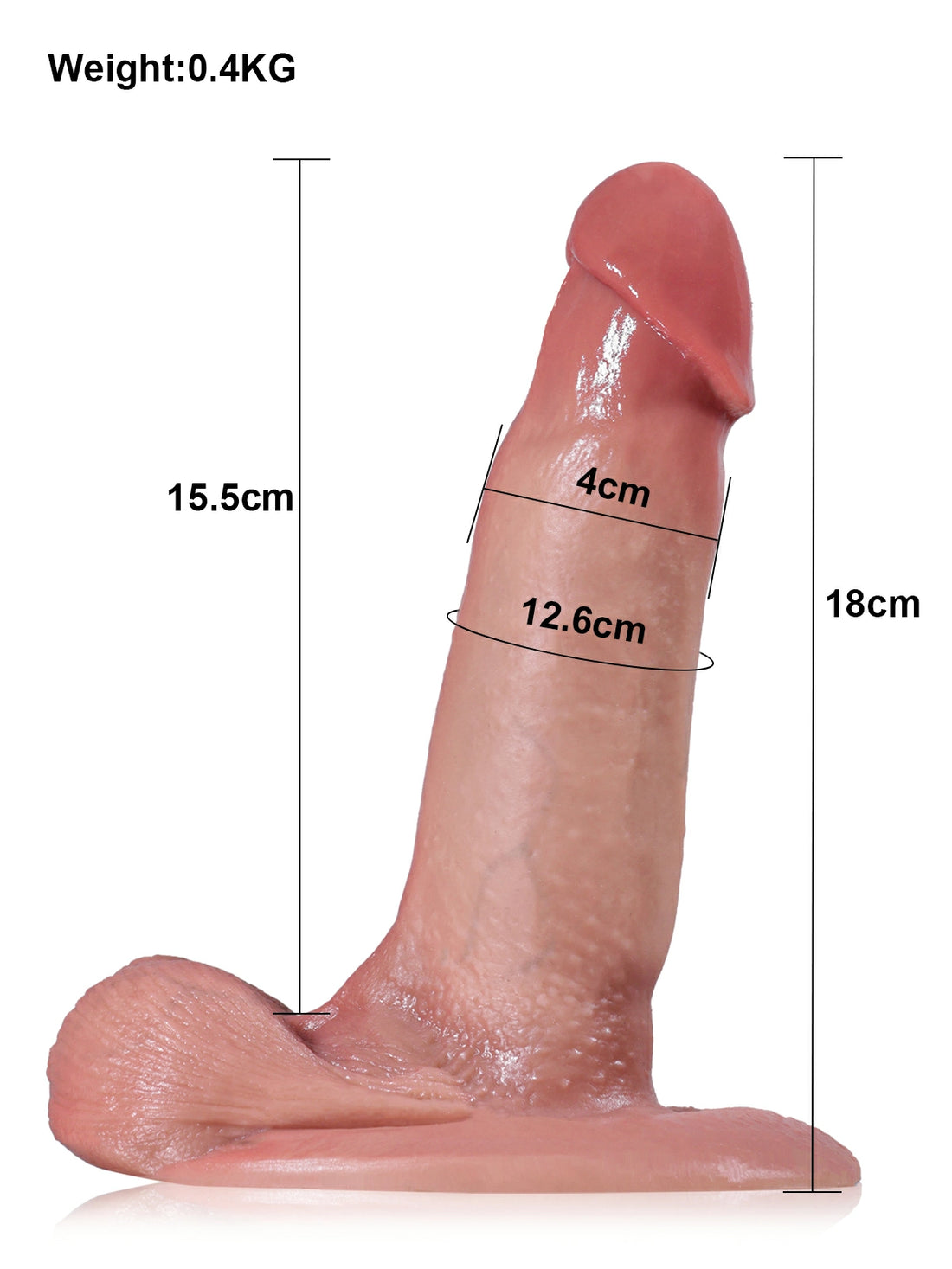 Wim - Compacte Buigzame SlidingSkin Dildo met Meebewegende Balzak - 18 cm