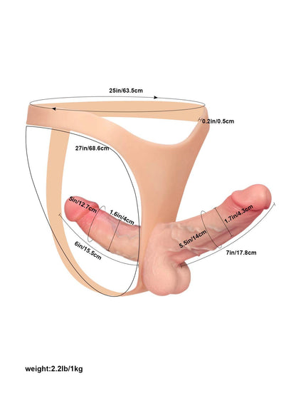Zorvyn - Strap-on met Dubbele Dildo - 15,5 &amp; 17,8 cm